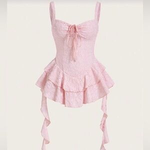 ICON Y2k Spring Break Summer Outfit Hollow Out Cami Long Ruffle Mini Dress